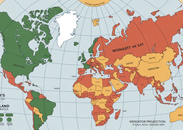 Peter's Projection Map vs. Mercator Projection Map Comparison: Showing Accurate Land Area