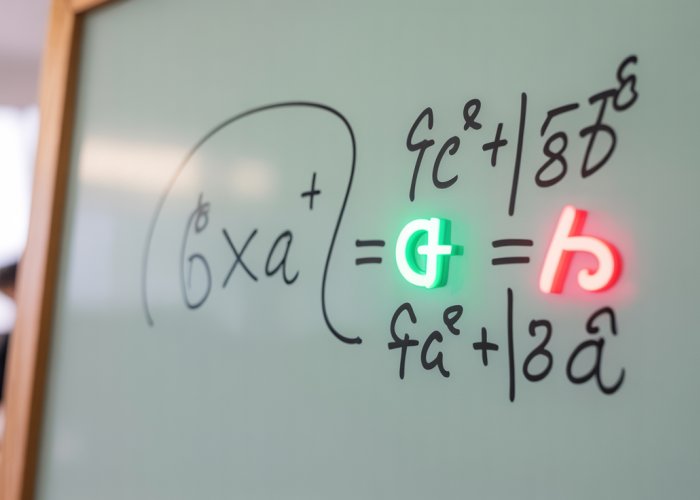 Polynomial equation on a whiteboard, with the constant term highlighted in red.
