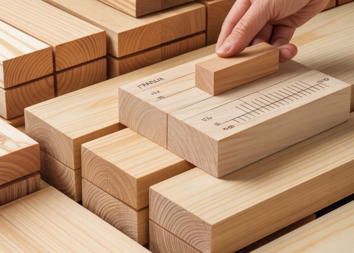 Poplar wood showcasing its light color and smooth surface, with a comparison to other woods in Janka hardness rating.
