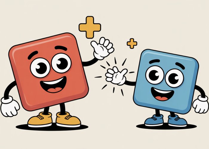 Cartoon illustration of a positive ion (cation) interacting with a negative ion (anion).