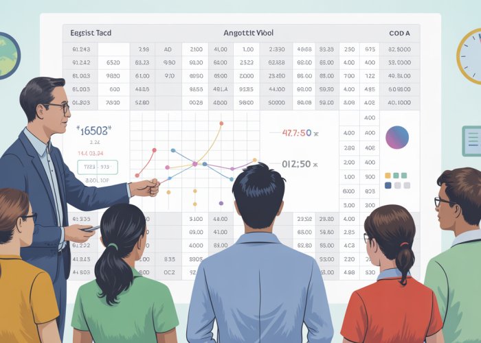 Statistician explaining how to read an ANOVA table to students