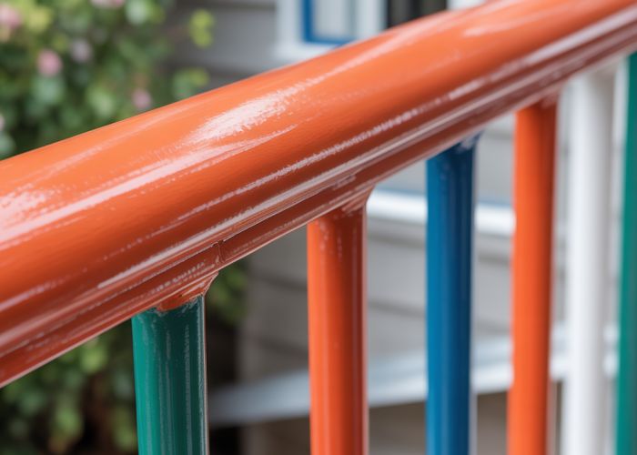 Newly repainted metal railings, showcasing a smooth, durable finish and improved appearance.