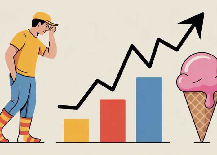 Humorous illustration depicting reverse causality bias. Example: a graph showing a correlation between number of firefighters at a fire and the severity of the fire, with the caption 