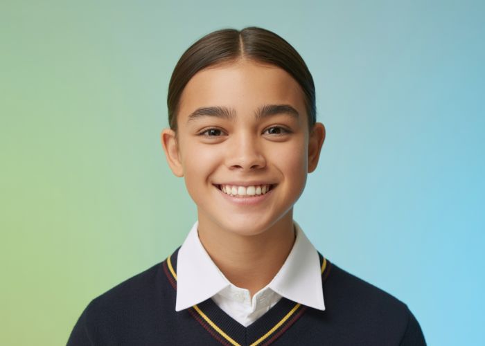 Student smiling for Schoology profile picture