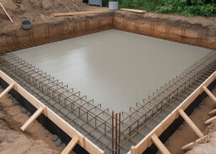 Time-lapse of pouring a concrete shed foundation