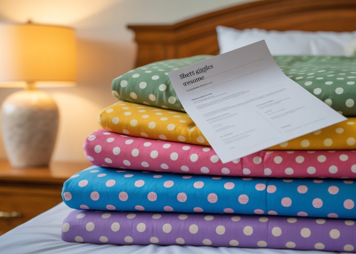Stack of colorful sheets with a resume visible, representing a playful and creative approach to job searching.