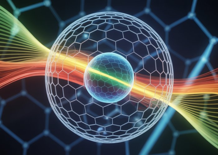 Abstract art depicting a silicon atom with a highlighted, dynamic electron in motion.