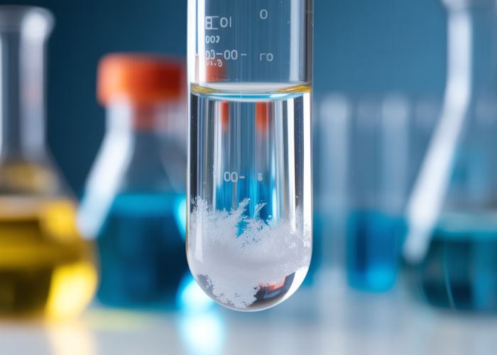 White, cloudy silver chloride precipitate at the bottom of a test tube.