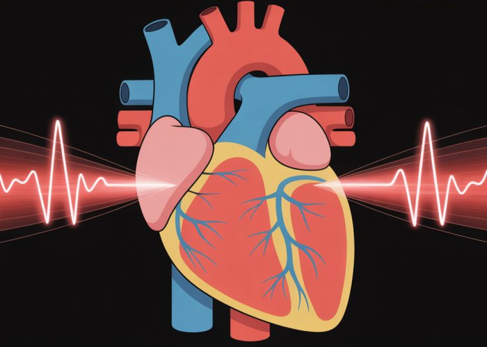Illustration of the Sinoatrial (SA) Node, the heart's natural pacemaker, showing electrical signals initiating heart contractions.
