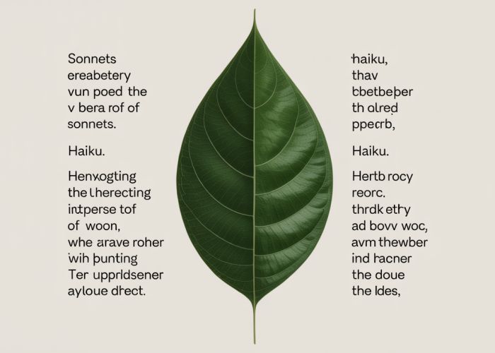 Visual representation of sonnets and haikus, contrasting their forms and showcasing their shared beauty.