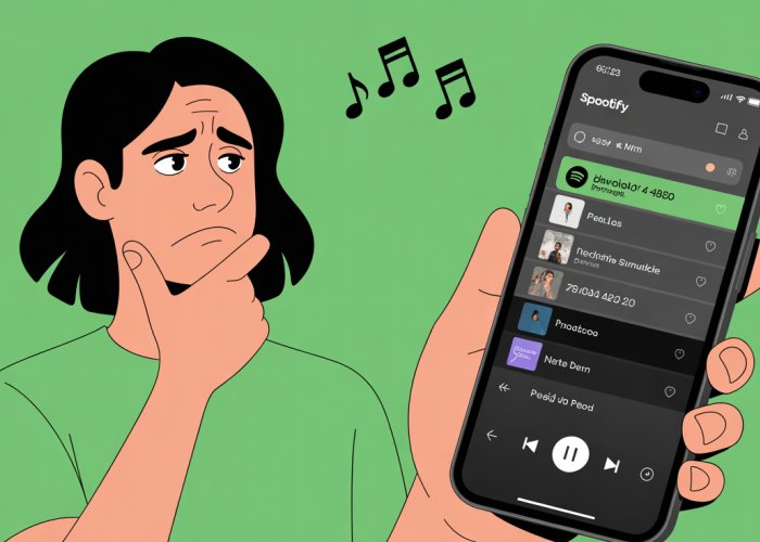 Frustrated user trying to sort their Spotify playlist on their phone.