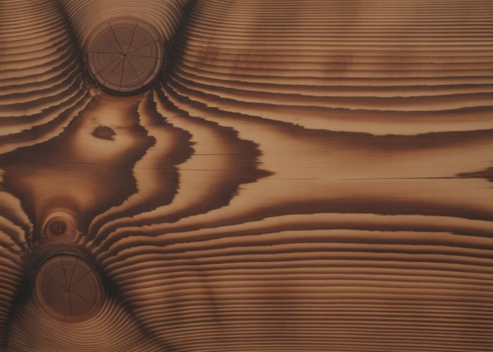 Close-up of stained Douglas fir wood highlighting its natural grain patterns and rich color.