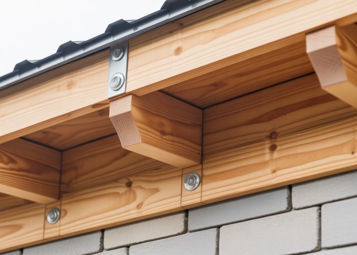Sub fascia board attached to roof rafters, ready for fascia installation.
