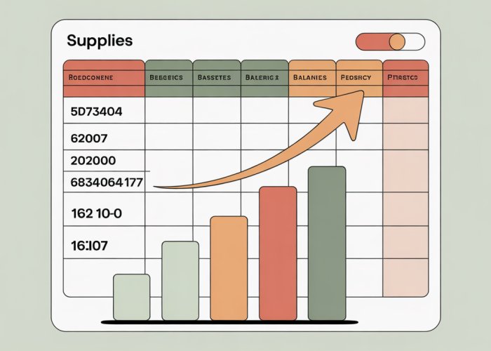 Balance Sheet Excerpt Highlighting the 'Supplies' Account Balance