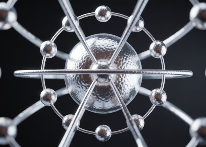 Illustration of silver atom showing valence electrons in the outer shell.