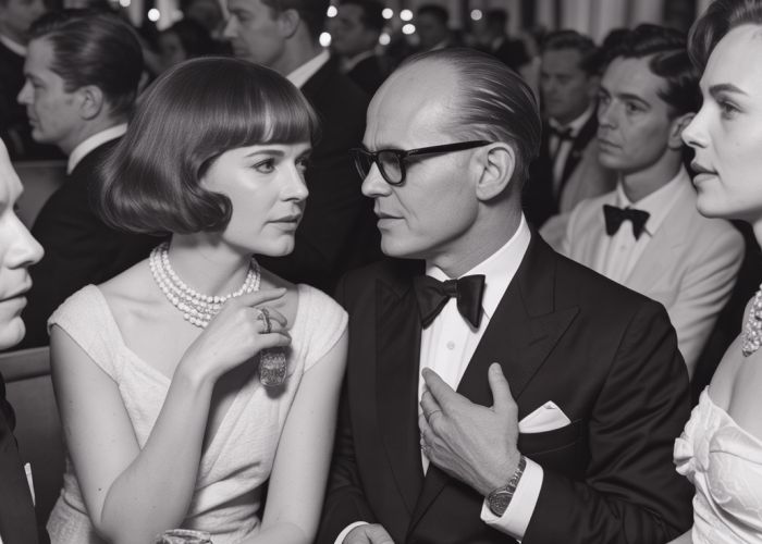 Gloria Vanderbilt and Truman Capote at the Vickers V Hearst party, 1950s.