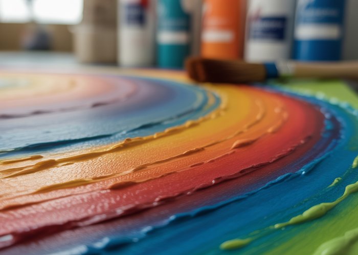 Close-up of a durable acrylic painting showcasing vibrant colors and lasting quality.