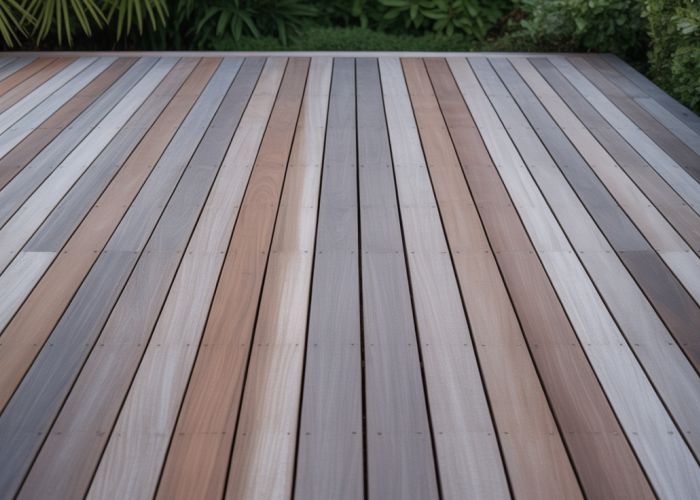 Naturally aged ipe decking showing a beautiful silver-gray patina