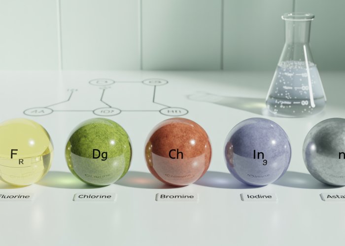 Image comparing the properties of halogens with typical metals and nonmetals, highlighting their nonmetallic characteristics.