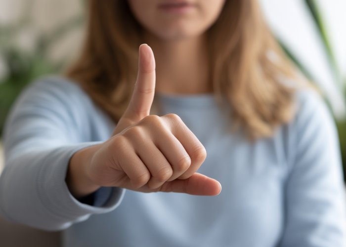 Hand signing the American Sign Language (ASL) sign for 'sister'.