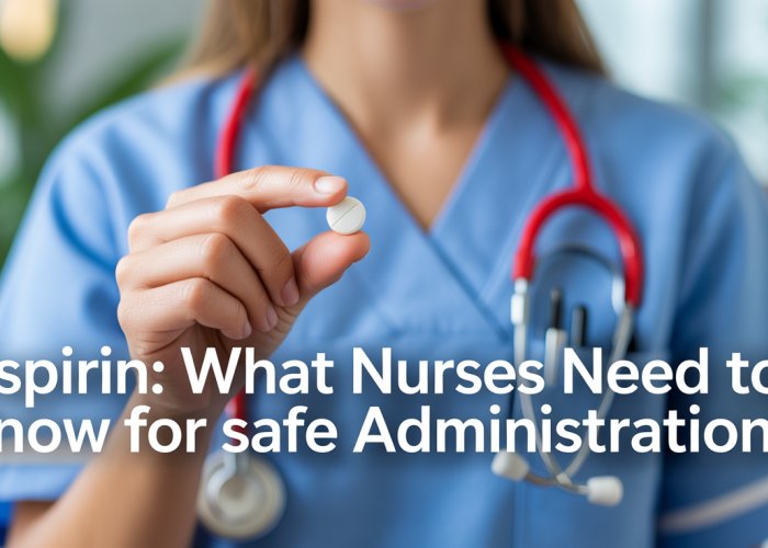 Nurse holding an aspirin tablet, emphasizing the importance of nursing assessment before administration.