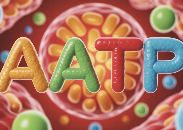 Illustration of ATP building blocks: adenine, ribose, and phosphate groups, representing cellular energy production.