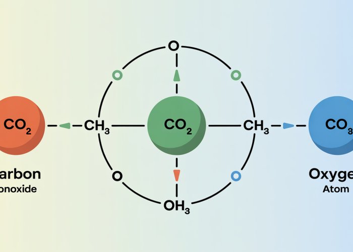 Diagram illustrating the polarity of a carbon monoxide (CO) molecule, showing partial charges and dipole moment.