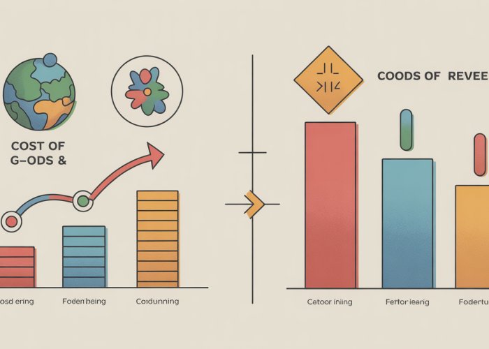 Infographic comparing Cost of Goods Sold (COGS) and Revenue, highlighting their relationship and impact on business profitability.