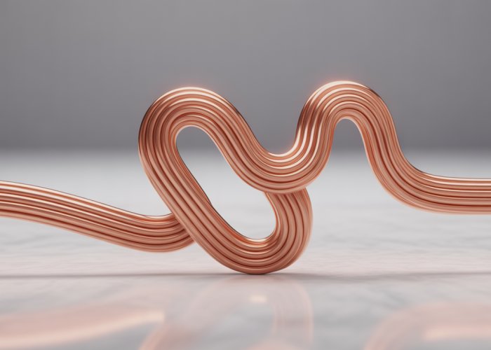 Flexible copper wire being bent into different shapes to illustrate its elasticity.