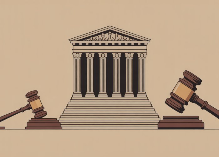 Scales of Justice with a close-up view of a judge's gavel representing the legal concept of a concurring opinion.