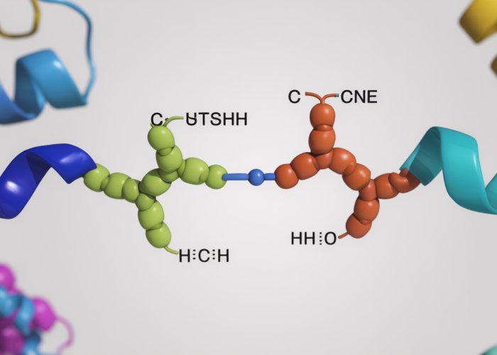 3D rendering of a protein showing a prominent disulfide bond connecting two cysteine residues.