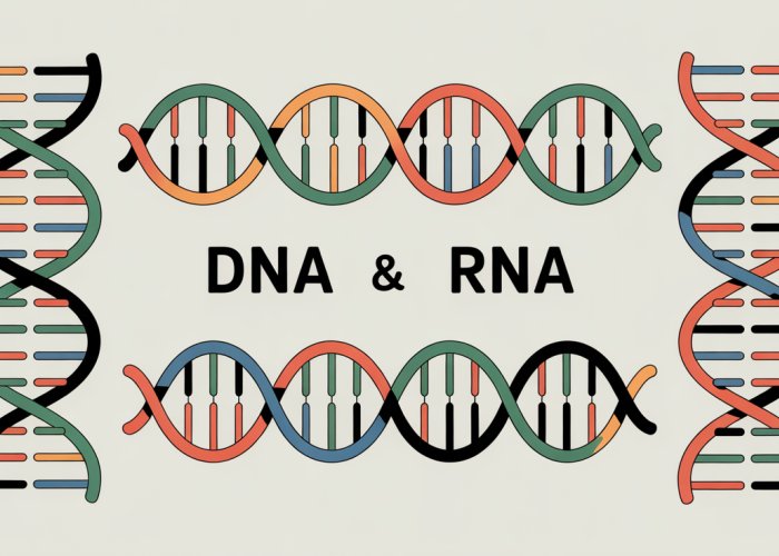 Infographic comparing DNA and RNA structures and functions.