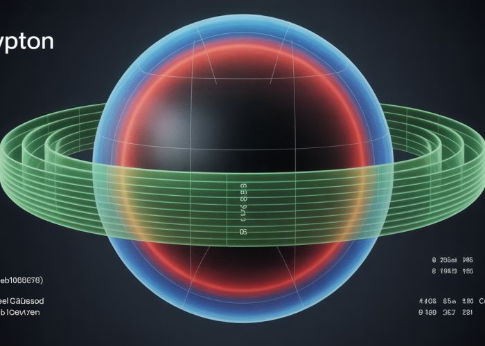 Illustration of electron configuration and energy levels in a krypton atom.