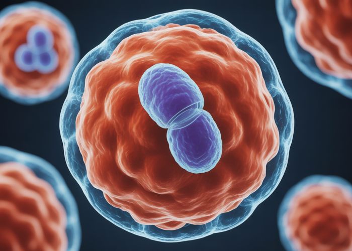 Microscopic view of Bacillus bacteria forming an endospore.