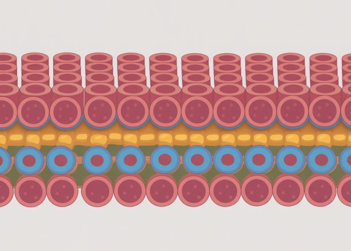 Diagram illustrating the structure of an epithelial membrane, showing cells, basement membrane, and intercellular junctions.