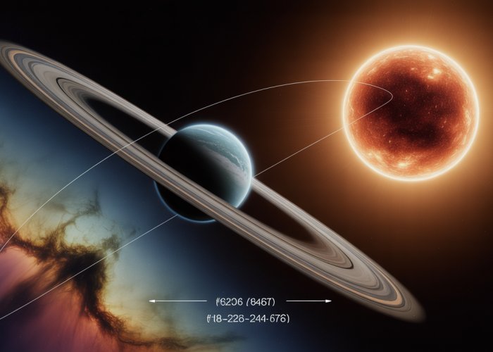 Illustration of an exoplanet orbiting a star in an elliptical path. The semi-major axis is clearly marked on the diagram.
