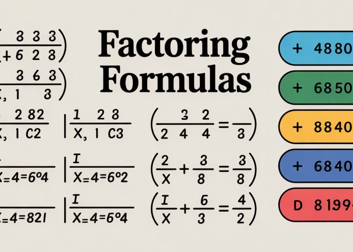 Factoring Formula Cheat Sheet: Essential algebraic identities and techniques for factoring polynomials.