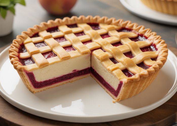 Image depicting half of 3/8 of a pie, visually representing a fraction calculation.