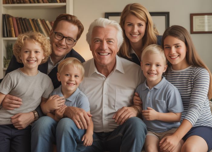 Portrait of Herman Branson with his loving family, showcasing generations of connection and legacy.