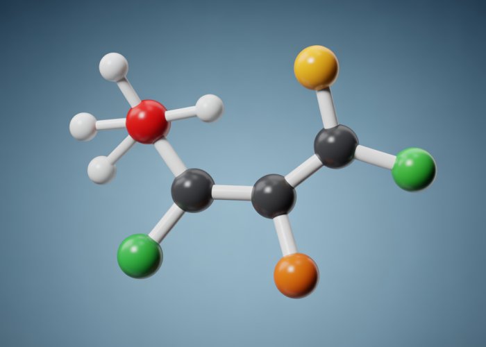 3D model of HNO molecule showing bent shape due to VSEPR theory and lone pair on nitrogen.