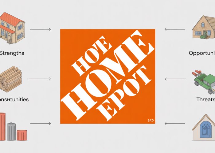 Home Depot SWOT Analysis: Strengths, Weaknesses, Opportunities, Threats visual representation.