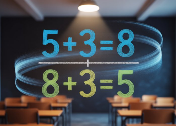 Subtraction undoes addition: A visual representation of inverse operations.