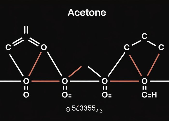 Infrared (IR) spectrum of acetone showing characteristic absorption peaks for C=O and C-H bonds.