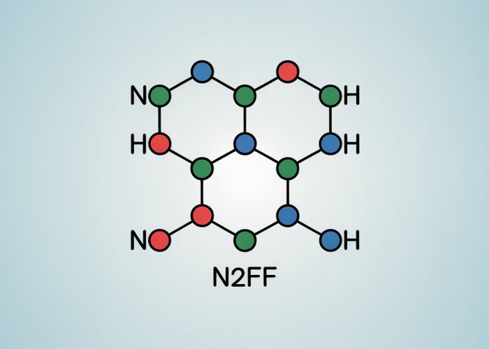 3D Molecular structure of N2F4 showing nitrogen and fluorine atoms, highlighting bond dipoles and the overall molecular polarity.