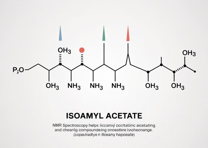 NMR spectrum of isoamyl acetate showing distinct peaks corresponding to different proton environments.