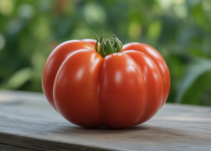 Ripe, red Jet Star tomato on the vine.