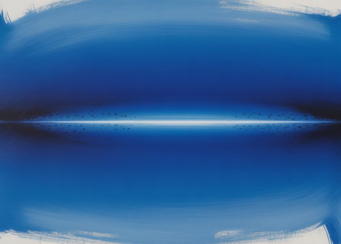 Klein Blue monochrome abstract painting, vibrant ultramarine.