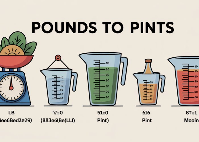 Infographic showing lb to pint conversions for common ingredients.