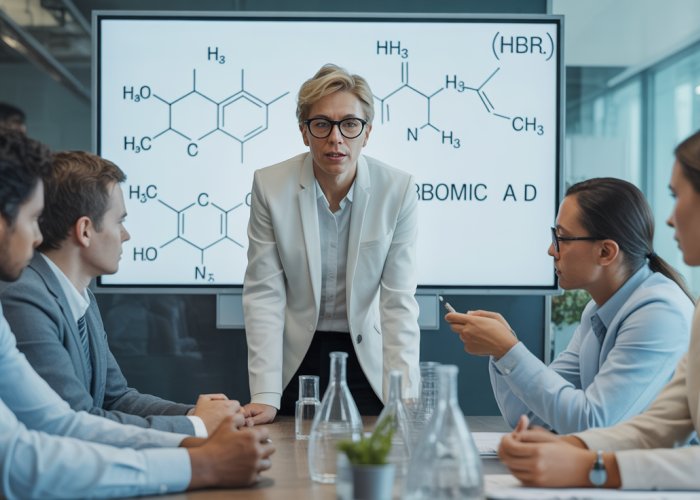 Person leading a discussion on Hydrobromic Acid (HBr)