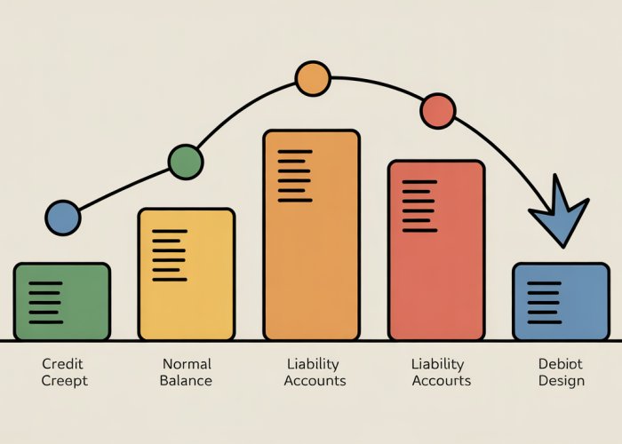 Graph explaining that the normal balance of liability accounts is a credit.